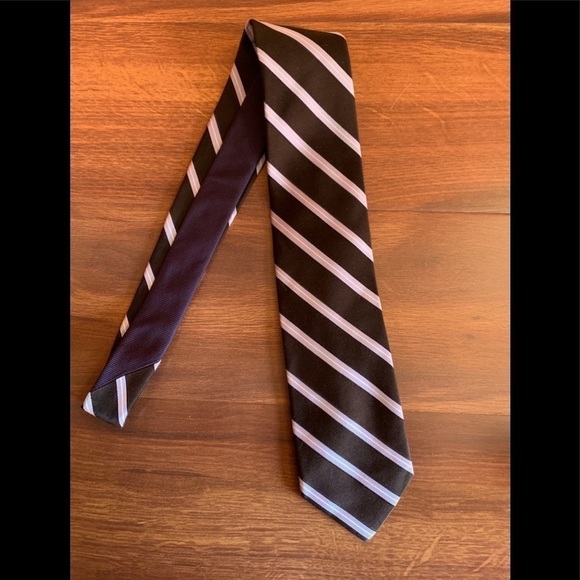 TOMMY HILFIGER Black Silk Striped Repp Tie - Picture 2 of 10